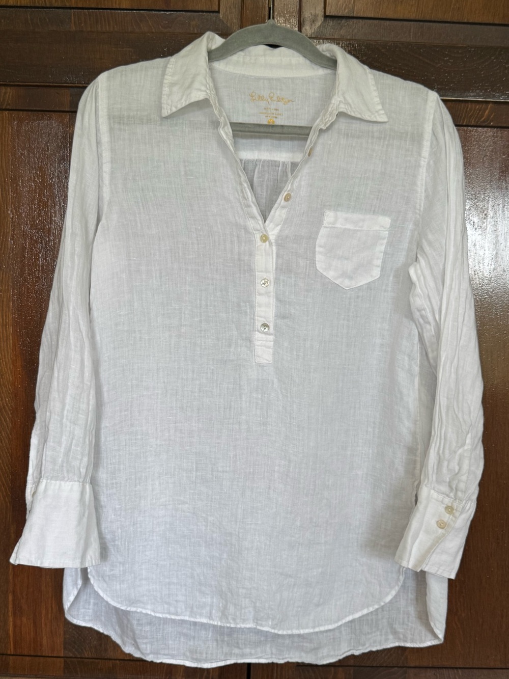 100% Linen Lily Pulitzer Coastal Grandma Preppy Yacht Old Money Button Down Top